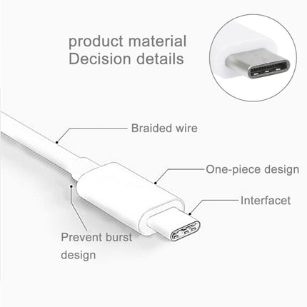 5 PCS 1m Wave Woven Style Metal Head USB 3.1 Type C to USB 2.0 Data / Charger Cable Kit-garmade.com