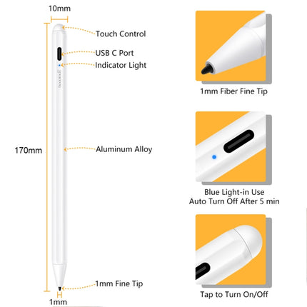 1.4-2.3mm Magnetic Design Superfine Nib Prevent Accidental Touch Handwritten Capacitive Screen Stylus Pen(White)-garmade.com