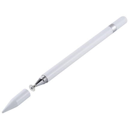 2 in 1 Stationery Writing Tools Metal Ballpoint Pen Capacitive Touch Screen Stylus Pen for Phones, Tablets (White)-garmade.com