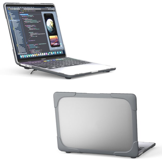 For MacBook Pro 13 inch 2022 & A2289 / A2251 / A2338 2020 PC + TPU Two Colors Laptop Protective Case(Grey)-garmade.com