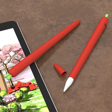LOVE MEI For Apple Pencil 1 Carrot Shape Stylus Pen Silicone Protective Case Cover (Red)-garmade.com