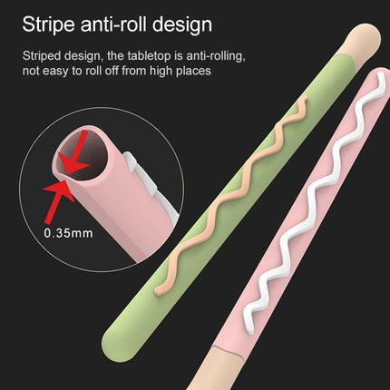 LOVE MEI For Apple Pencil 2 Stripe Design Stylus Pen Silicone Protective Case Cover (Pink)-garmade.com