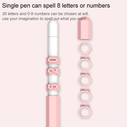LOVE MEI For Apple Pencil 1 Number Letter Design Stylus Pen Silicone Protective Case Cover(Pink)-garmade.com