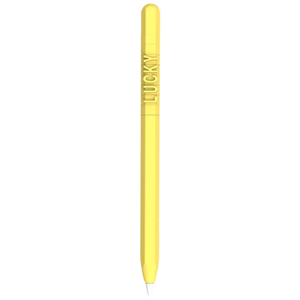 LOVE MEI For Apple Pencil 1 Number Letter Design Stylus Pen Silicone Protective Case Cover(Yellow)-garmade.com