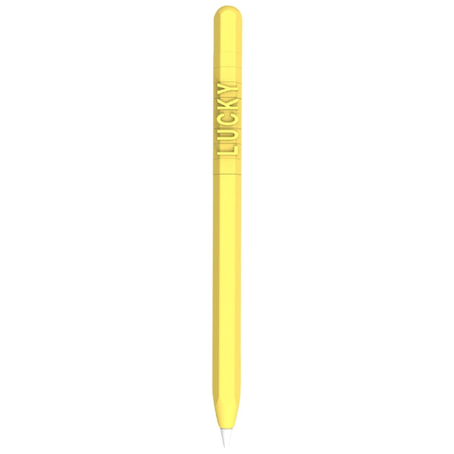 LOVE MEI For Apple Pencil 2 Number Letter Design Stylus Pen Silicone Protective Case Cover (Yellow)-garmade.com