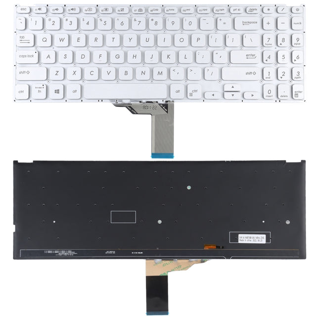 For Asus Vivobook X512 X512D X512DA X512F X512FA X512U US Version Keyboard with Backlight (Silver)-garmade.com