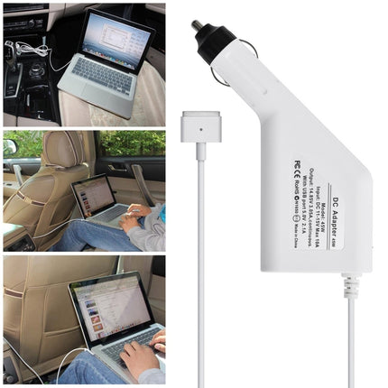 45W 14.85V 3.05A 5 Pin T Style MagSafe 2 Car Charger with 1 USB Port for Apple Macbook A1466 / A1436 / A1465 / A1435 / MD224 / MD231 / MD761 / MD711, Length: 1.7m(White)-garmade.com