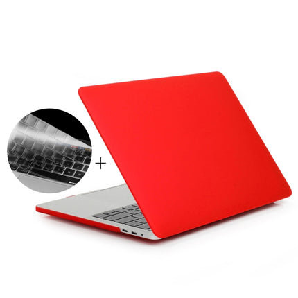 ENKAY Hat-Prince 2 in 1 Frosted Hard Shell Plastic Protective Case + Europe Version Ultra-thin TPU Keyboard Protector Cover for 2016 MacBook Pro 15.4 Inch with Touch Bar (A1707) (Red)-garmade.com
