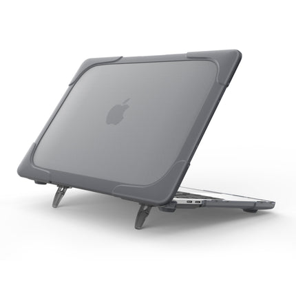 For Macbook Pro 13.3 inch (A1708) & with Touchbar (A1706) Laptop TPU + PC Folding Shockproof Protective Case with Holder(Grey)-garmade.com