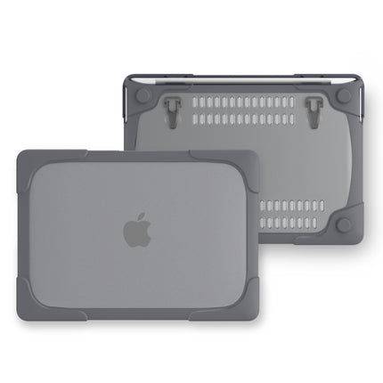 For Macbook Pro 13.3 inch (A1708) & with Touchbar (A1706) Laptop TPU + PC Folding Shockproof Protective Case with Holder(Grey)-garmade.com