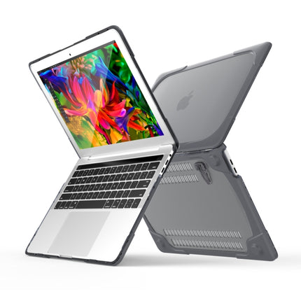 For Macbook Pro 13.3 inch (A1708) & with Touchbar (A1706) Laptop TPU + PC Folding Shockproof Protective Case with Holder(Grey)-garmade.com