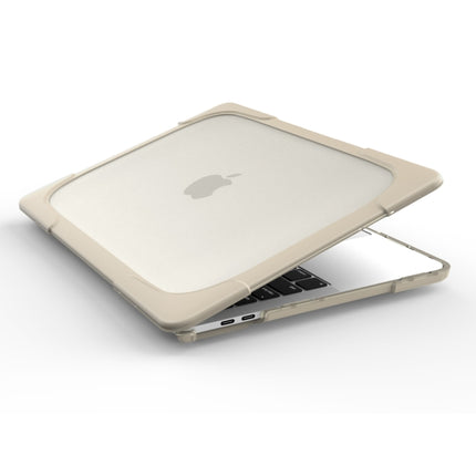 For Macbook Pro 13.3 inch (A1708) & with Touchbar (A1706) Laptop TPU + PC Folding Shockproof Protective Case with Holder(Khaki)-garmade.com