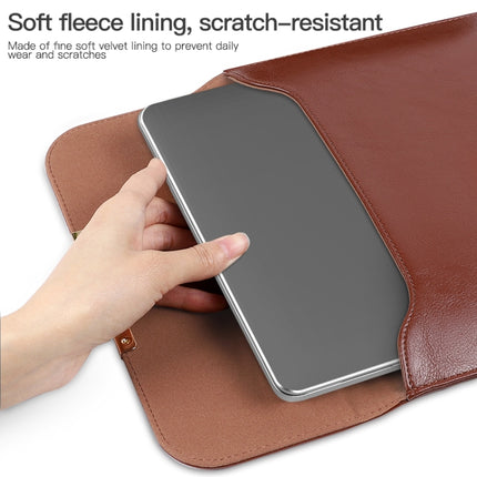 13.3 inch Laptop 2 in 1 PU Leather Sleeve Liner Bag with Mouse Storage Bag(Coffee)-garmade.com
