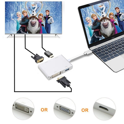 4 in 1 Hub USB-C / Type-C to VGA & DVI & HDMI & USB Adapter-garmade.com