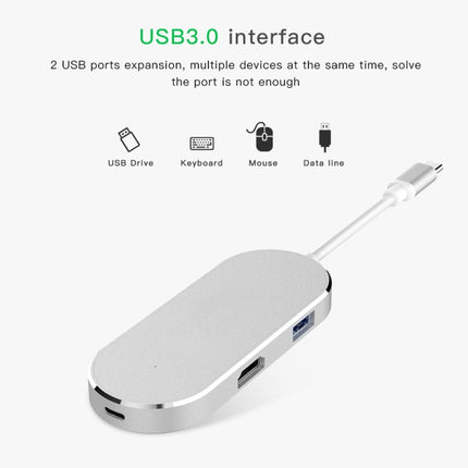 6 in 1 Hub USB-C / Type-C to USB-C / Type-C & HDMI & SD & TF & 2 USB Adapter-garmade.com