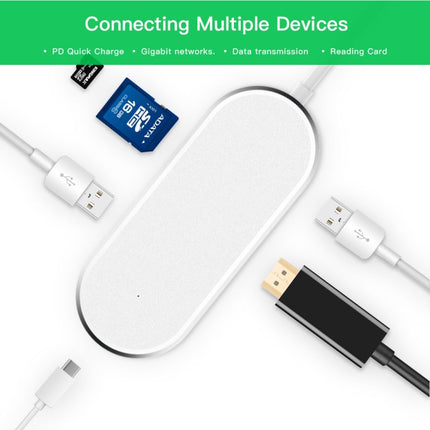 6 in 1 Hub USB-C / Type-C to USB-C / Type-C & HDMI & SD & TF & 2 USB Adapter-garmade.com