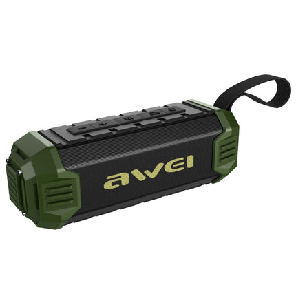 awei Y280 IPX4 Bluetooth Speaker Power Bank with Enhanced Bass, Built-in Mic, Support FM / USB / TF Card / AUX(Green)-garmade.com