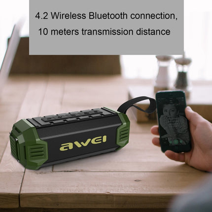awei Y280 IPX4 Bluetooth Speaker Power Bank with Enhanced Bass, Built-in Mic, Support FM / USB / TF Card / AUX(Green)-garmade.com