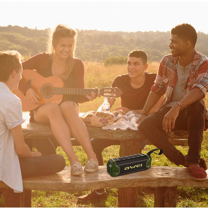 awei Y280 IPX4 Bluetooth Speaker Power Bank with Enhanced Bass, Built-in Mic, Support FM / USB / TF Card / AUX(Green)-garmade.com