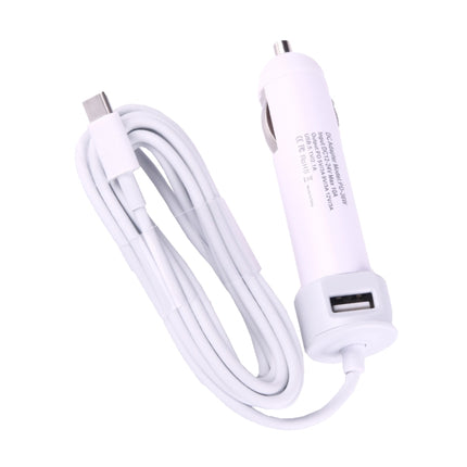 36W 5V 9V 12V 15V 3A DC USB-C / Type-C Car Adapter with 1 USB Port for Apple Macbook A1534, Length: 2m(White)-garmade.com