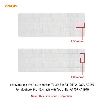 ENKAY TPU Keyboard Protector Cover for MacBook Pro 13.3 inch A1706 / A1989 / A2159 & Pro 15.4 inch A1707 / A1990 (withTouch Bar) , US Version-garmade.com