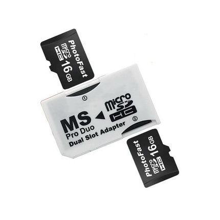 CR-5400 Dual Slot Micro SDHC(TF) to MS PRO Duo Adapter, Total Supported Capacity: 64GB-garmade.com