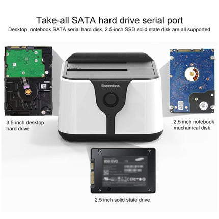 Blueendless 2.5 / 3.5 inch SATA USB 3.0 2 Bay Hard Drive Dock (AU Plug)-garmade.com