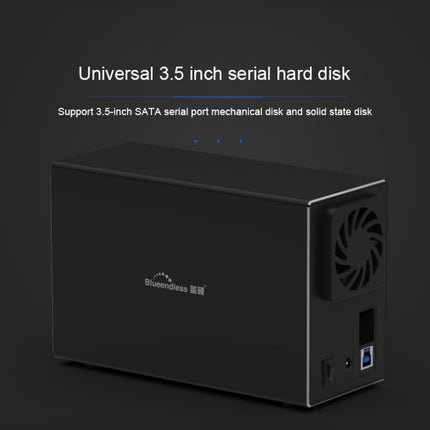Blueendless USB-B Interface 3.5 inch 2 Bay RAID Combination Array HDD External Enclosure (EU Plug)-garmade.com