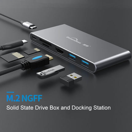 Blueendless 6 In 1 Multi-function Type-C / USB-C HUB Expansion Dock M.2 NGFF Solid State Drive-garmade.com