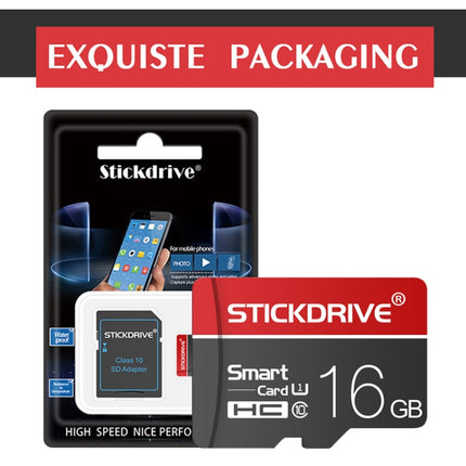 STICKDRIVE 16GB U1 White Line Red and Black TF(Micro SD) Memory Card-garmade.com