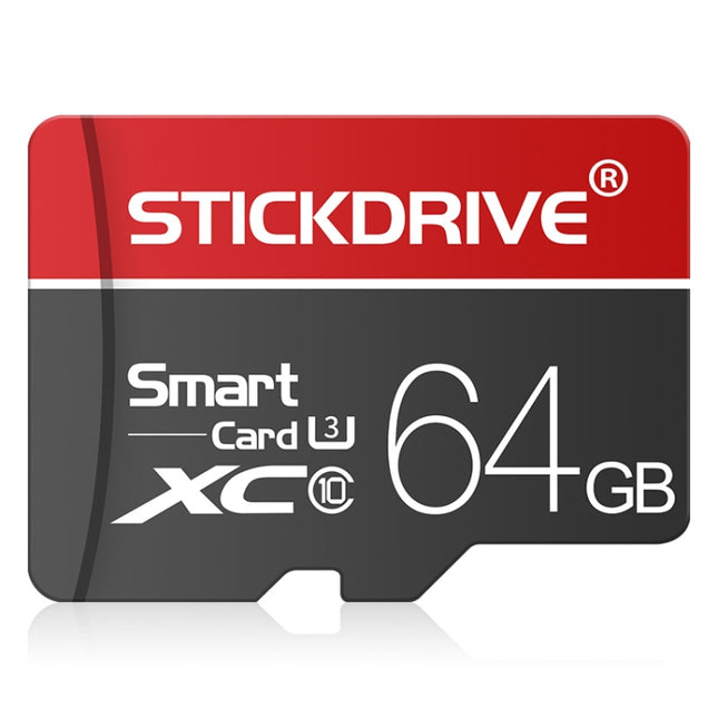 STICKDRIVE 64GB U3 White Line Red and Black TF(Micro SD) Memory Card-garmade.com