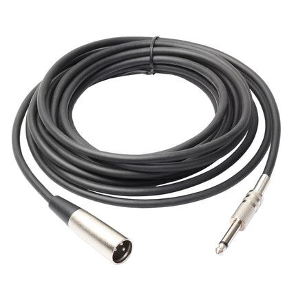 5m XLR 3-Pin Male to 1/4 inch (6.35mm) Mono Shielded Microphone Audio Cord Cable-garmade.com