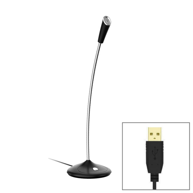 BK Desktop Gooseneck Adjustable USB Wired Audio Microphone, Built-in Sound Card, Compatible with PC / Mac for Live Broadcast, Show, KTV, etc.(Black)-garmade.com