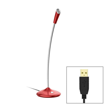 BK Desktop Gooseneck Adjustable USB Wired Audio Microphone, Built-in Sound Card, Compatible with PC / Mac for Live Broadcast, Show, KTV, etc.(Red)-garmade.com