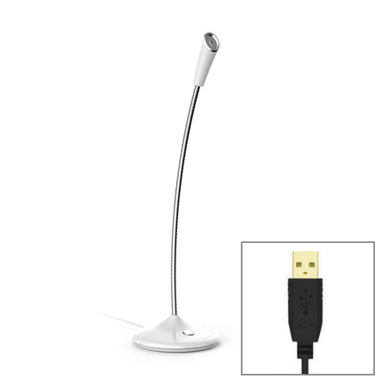 BK Desktop Gooseneck Adjustable USB Wired Audio Microphone, Built-in Sound Card, Compatible with PC / Mac for Live Broadcast, Show, KTV, etc.(White)-garmade.com