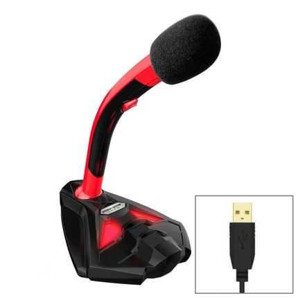 K1 Desktop Omnidirectional USB Wired Mic Condenser Microphone with Phone Holder, Compatible with PC / Mac for Live Broadcast, Show, KTV, etc(Black + Red)-garmade.com