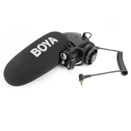 BOYA BY-BM3030 Shotgun Super-cardioid Condenser Broadcast Microphone with Windshield for Canon / Nikon / Sony DSLR Cameras (Black)-garmade.com