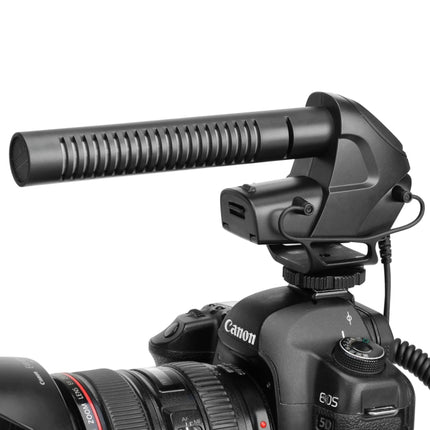 BOYA BY-BM3031 Shotgun Super-cardioid Condenser Broadcast Microphone with Windshield for Canon / Nikon / Sony DSLR Cameras(Black)-garmade.com