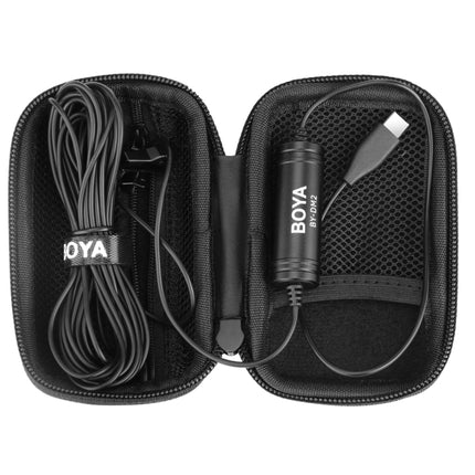 BOYA BY-DM2 USB-C / Type-C Broadcast Lavalier Condenser Microphone with Windscreen for Android Phones / Tablets (Black)-garmade.com