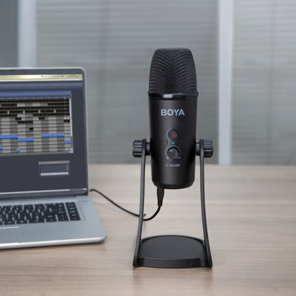 BOYA BY-PM700 USB Sound Recording Condenser Microphone with Holder, Compatible with PC / Mac for Live Broadcast Show, KTV, etc. (Black)-garmade.com