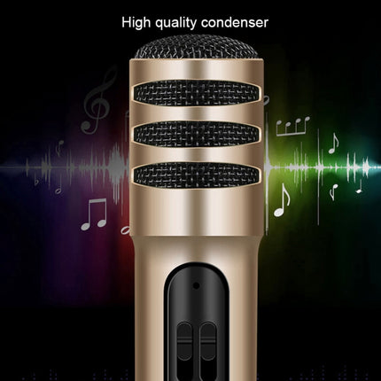 BGN-C7 Condenser Microphone Dual Mobile Phone Karaoke Live Singing Microphone Built-in Sound Card(Black)-garmade.com