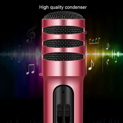 BGN-C7 Condenser Microphone Dual Mobile Phone Karaoke Live Singing Microphone Built-in Sound Card(Red)-garmade.com