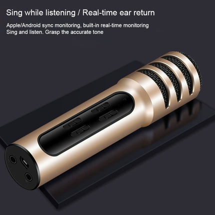 BGN-C7 Condenser Microphone Dual Mobile Phone Karaoke Live Singing Microphone Built-in Sound Card(Red)-garmade.com