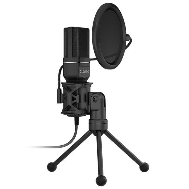 Yanmai SF-777 1.4m Computer Game Recording Condenser Microphone with Pop Filter & Tripod Stand (Black)-garmade.com