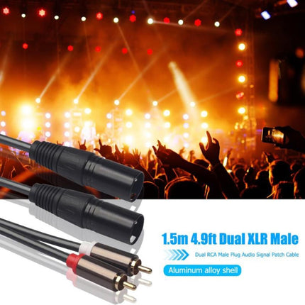 366119-15 2 RCA Male to 2 XLR 3 Pin Male Audio Cable, Length: 1.5m-garmade.com