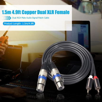 366156-15 2 RCA Male to 2 XLR 3 Pin Female Audio Cable, Length: 1.5m-garmade.com
