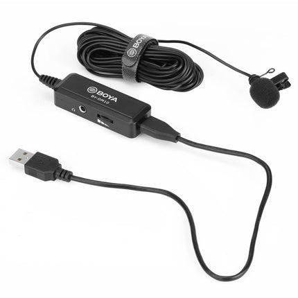 BOYA BY-DM10 USB / 8 Pin Plug Broadcast Lavalier Microphone with Windscreen, Cable Length: 6m(Black)-garmade.com