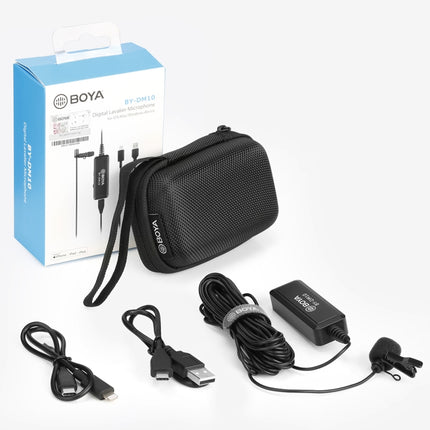 BOYA BY-DM10 USB / 8 Pin Plug Broadcast Lavalier Microphone with Windscreen, Cable Length: 6m(Black)-garmade.com