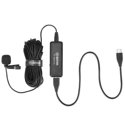 BOYA BY-DM10 UC USB-C / Type-C Plug Broadcast Lavalier Microphone with Windscreen, Cable Length: 6m (Black)-garmade.com