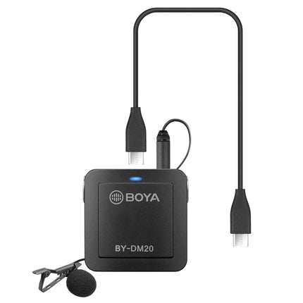 BOYA BY-DM20 Dual-Channel Recording Lavalier Microphone for iPhone / Android(Type-C) / Laptop(Black)-garmade.com